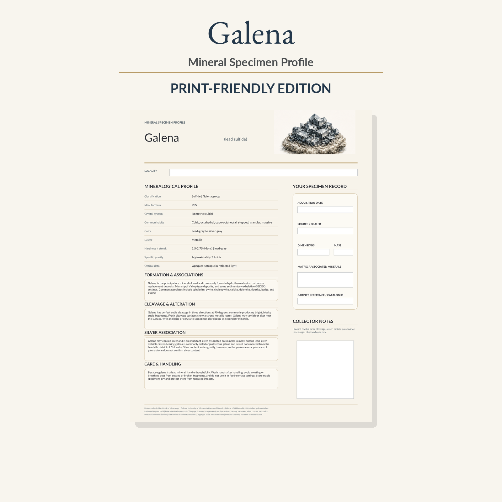 Galena Mineral Specimen Profile