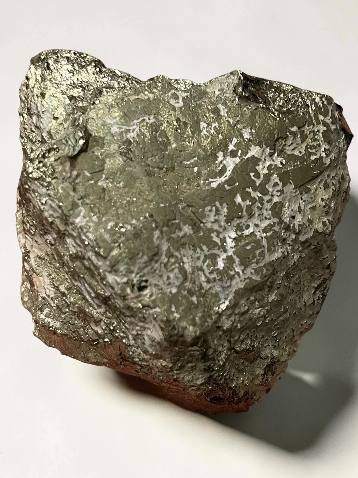 Close-up of metallic surface texture on irregular Climax Mine pyrite specimen