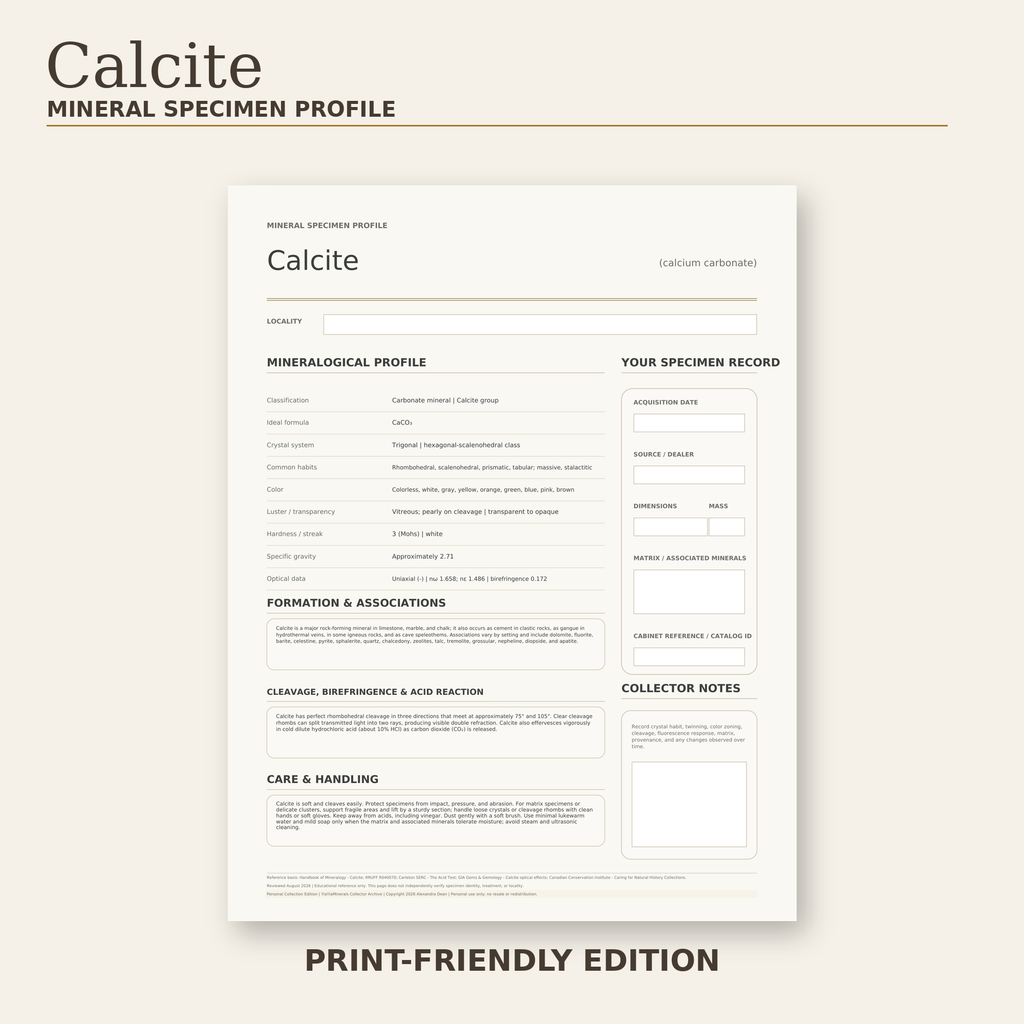 Calcite Mineral Specimen Profile